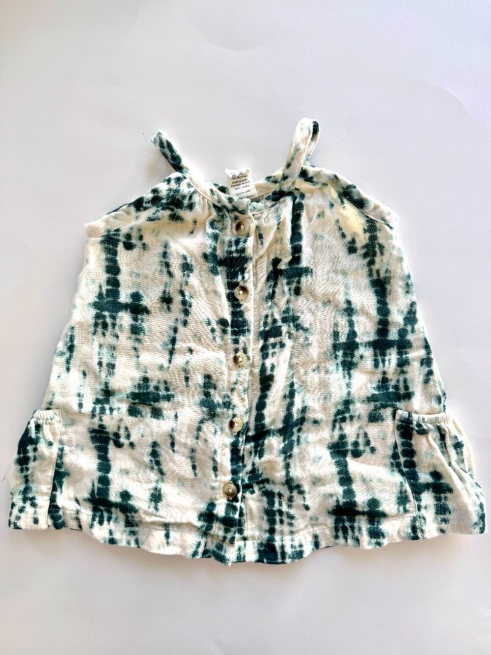 Kate Quinn Organic Gauze Shibori Dye Pocket Dress Teal 6-12M